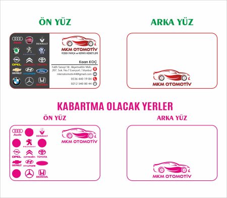 350 Gram Kuşe Kartvizit - Çift Yön Baskı + Mat Selefon + Kabartma Lak + Oval Kesim