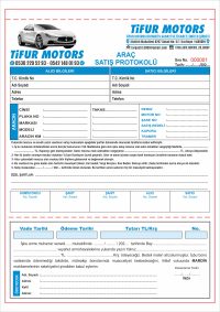 Araç Satış Sözleşmesi - İki Renk Baskılı A4 Ebat - 2 Nüshalı - Senetli