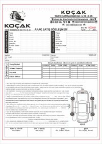 Araç Satış Sözleşmesi - Tek Renk Baskılı A4 Ebat - 2 Nüshalı