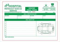 Araç Servis Müşteri Kabul Formu - A5 Ebat - Tek Renk Yeşil Baskılı - 2 Nüshalı