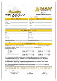 Emlak Alım Satım Sözleşmesi - 2 Nüshalı - 2 Renk Baskılı Örnek