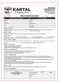 Forklift Kiralama Sözleşmesi - A4 Ebat - 2 Nüshalı - Tek Renk Baskılı