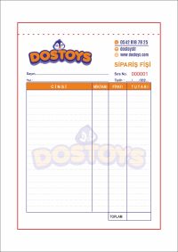 Ön Sipariş Fişi - A5 Ebat - 2 Nüsha 2 Renk Baskılı - Seri Numaralı