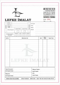 SERVİS FORMU - A5 EBAT - TEK RENK BASKILI SİYAH