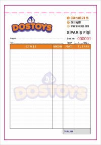 Sipariş Fişi - A5 Ebat - 3 Renk Baskılı - 2 Nüsha - Seri Numaralı