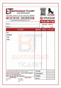 Sipariş Fişi - A5 Ebat - 2 Renk Baskılı - 2+ Nüsha - Seri Numaralıı