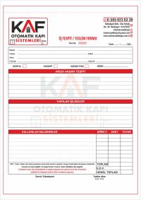 Teslim Formu - A5 Ebat - 2 Nüshalı - 2 Renk Baskılı