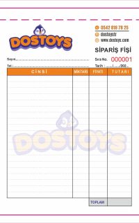 siparis fisi A5 3 renk baskili ornek